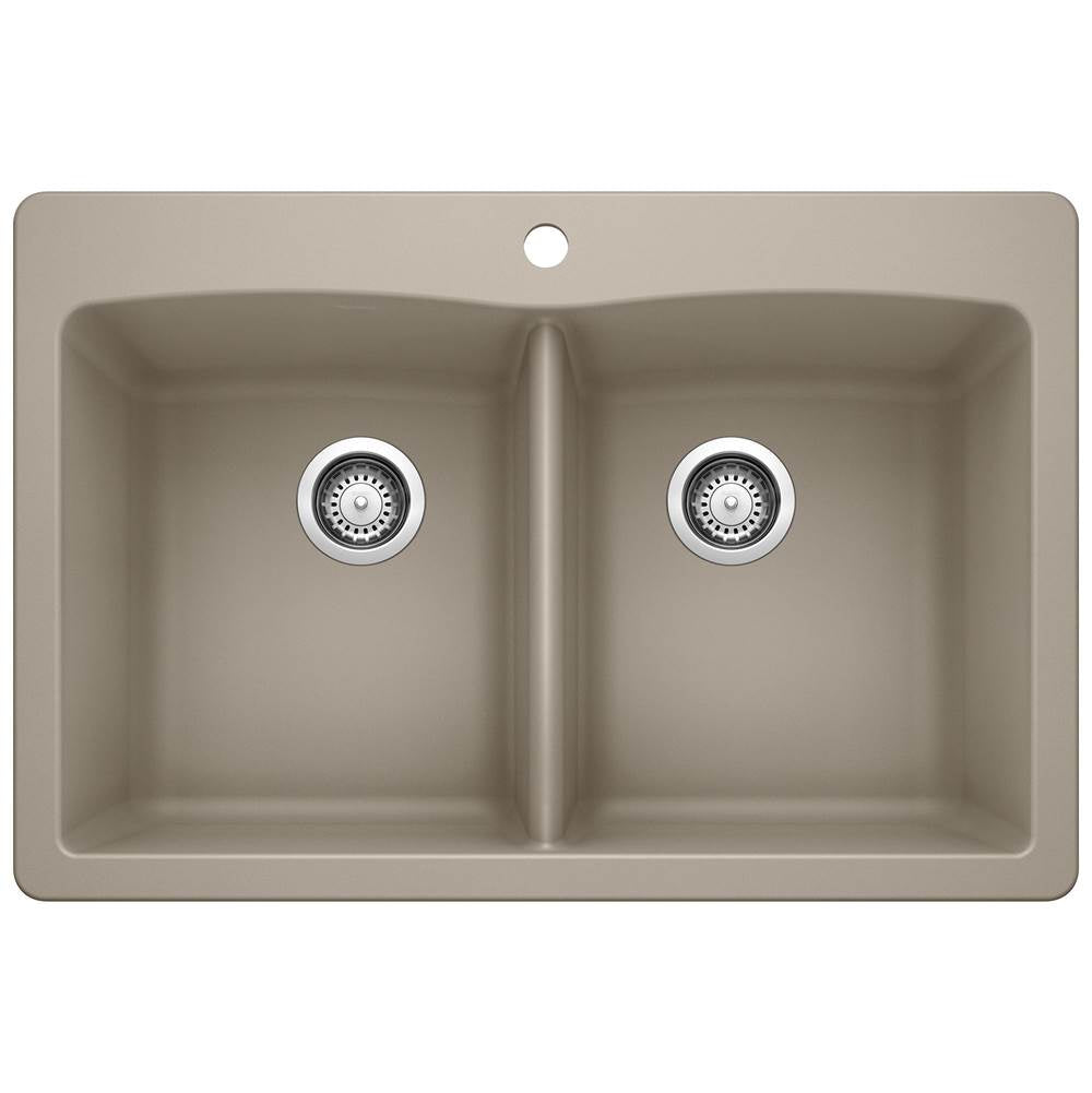Blanco - Diamond SILGRANIT 33'' 50/50 Double Bowl Dual Mount Kitchen Sink - Truffle - Truffle