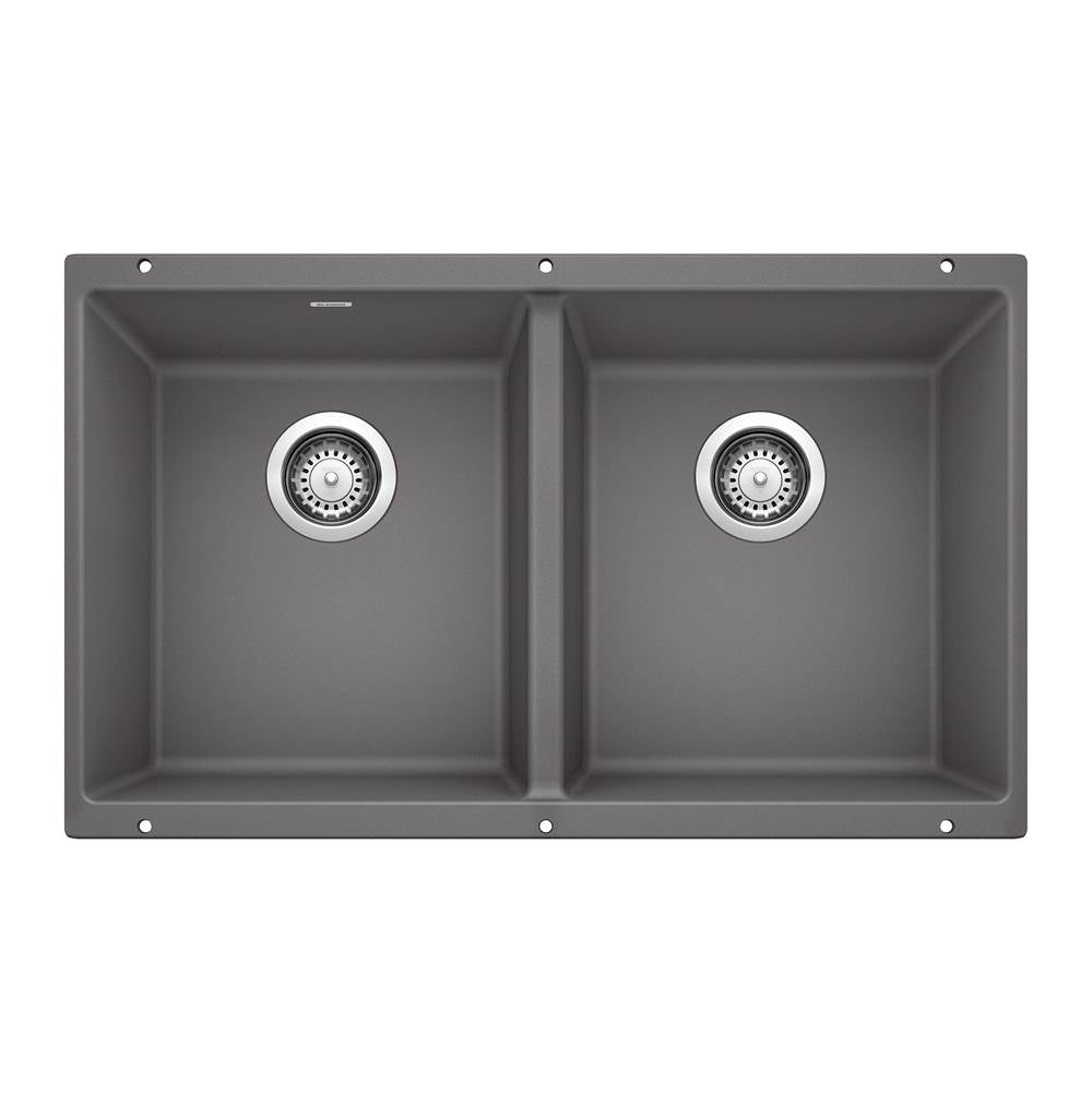 Blanco - Precis SILGRANIT 29'' 50/50 Double Bowl Undermount Kitchen Sink - Cinder - Cinder
