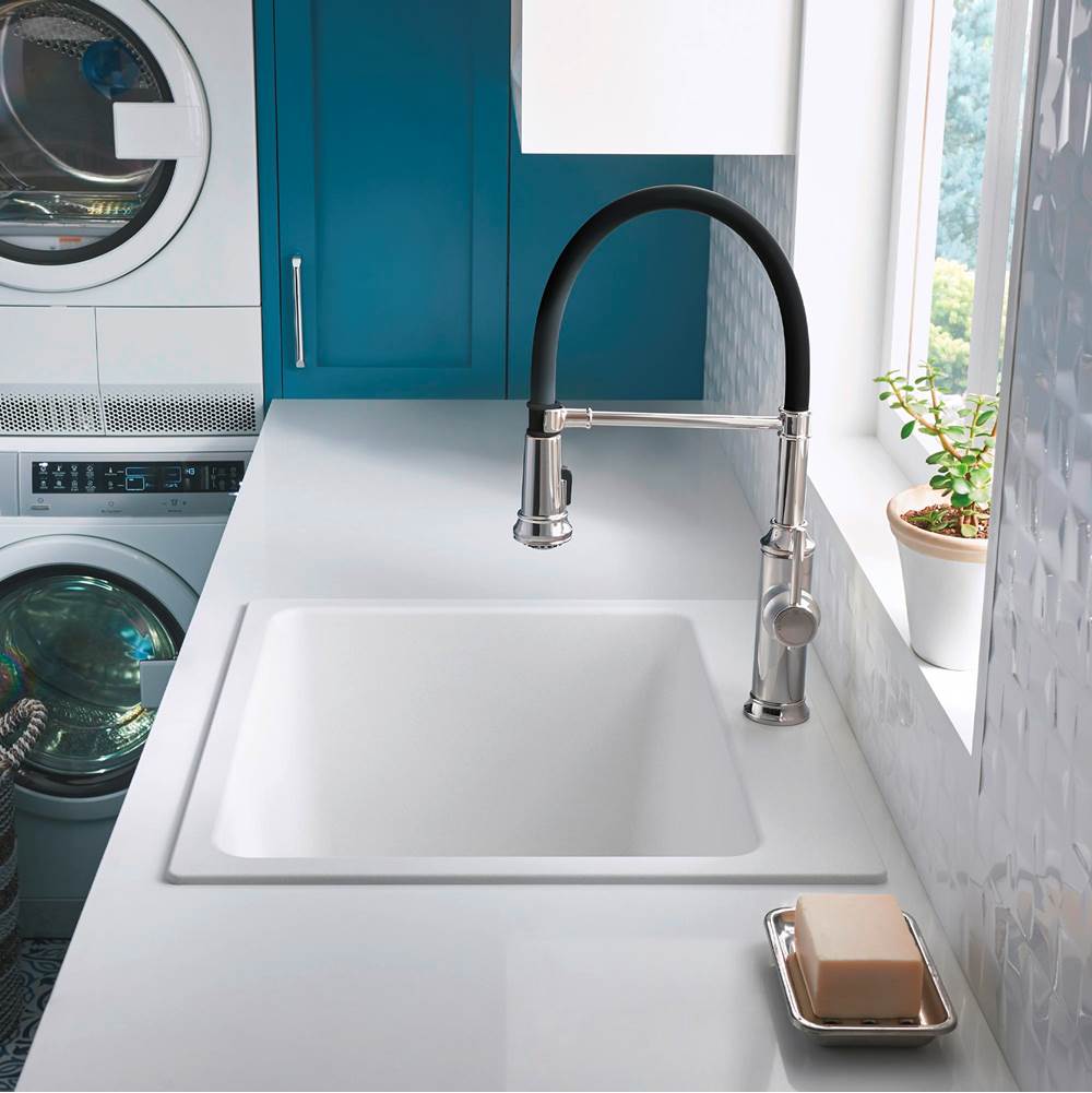 Liven SILGRANIT 25'' Single Bowl Dual Mount Laundry Sink - Anthracite