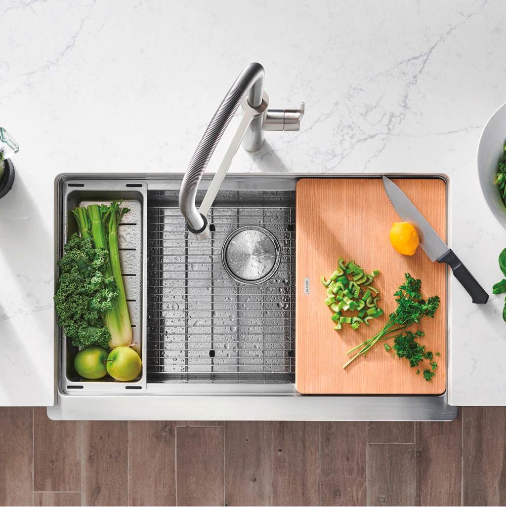 Quatrus R15 Ergon 33'' Single Bowl Apron-Front Stainless Steel Farmhouse Sink