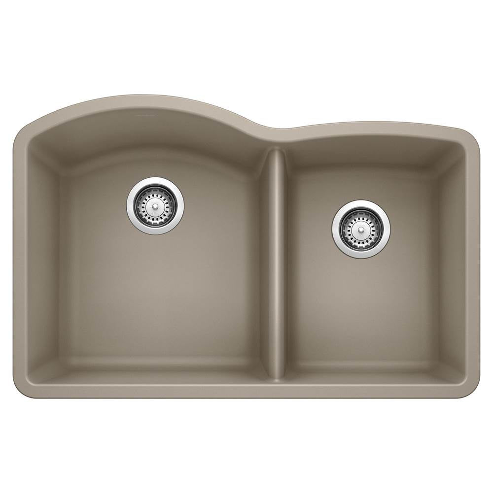 Blanco - Diamond SILGRANIT 32'' 60/40 Double Bowl Undermount Kitchen Sink - Truffle - Truffle