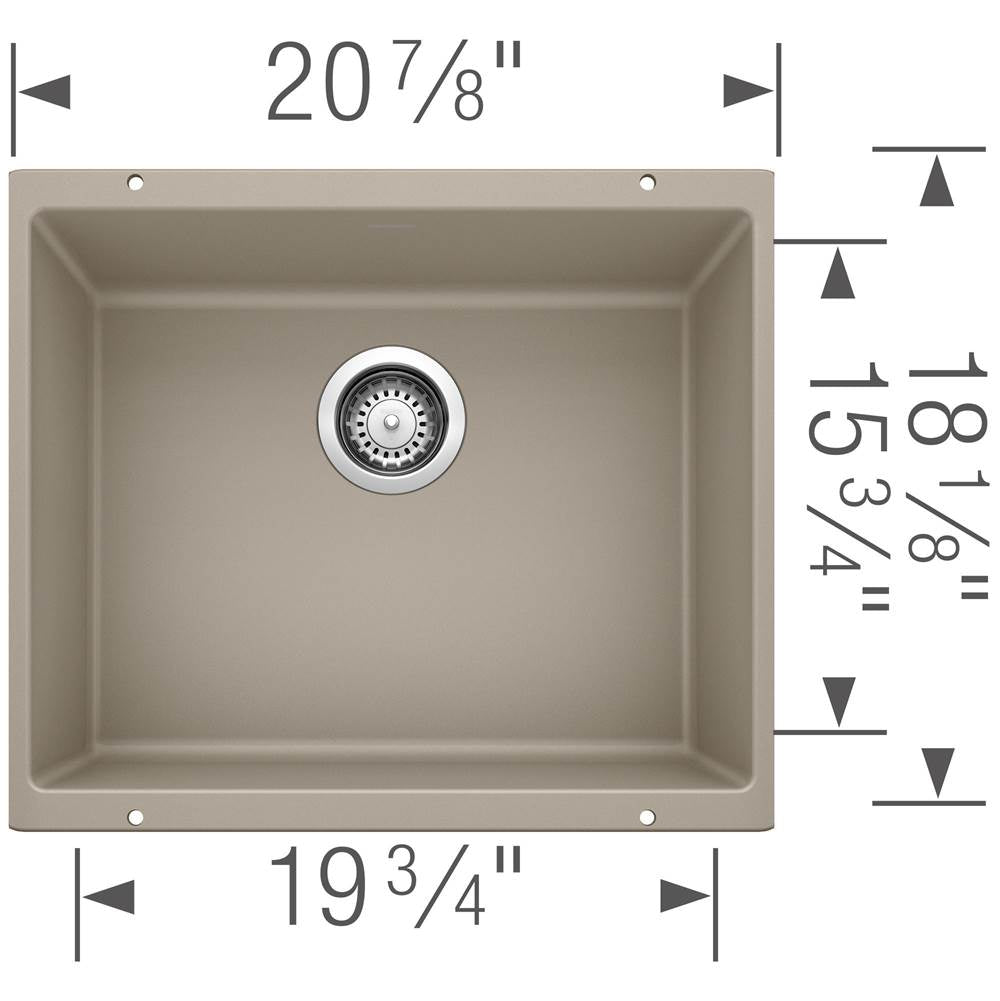 Precis SILGRANIT 21'' Single Bowl Undermount Kitchen Sink - Coal Black