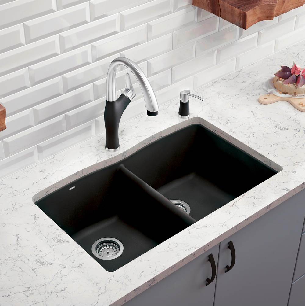 Diamond SILGRANIT 33'' 50/50 Double Bowl Dual Mount Kitchen Sink - Cafe