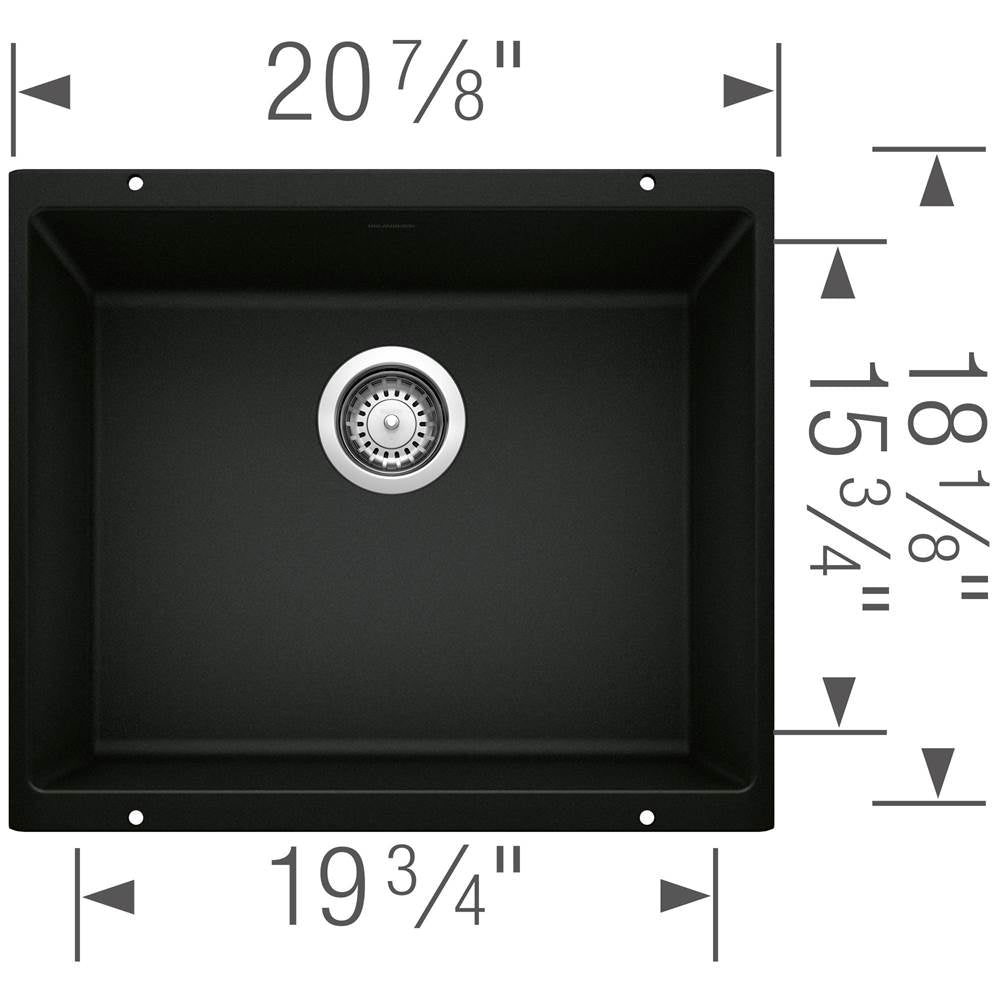Precis SILGRANIT 21'' Single Bowl Undermount Kitchen Sink - Coal Black