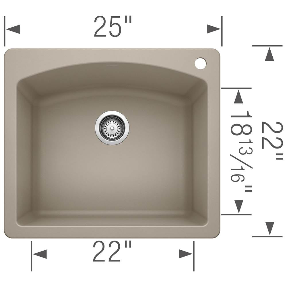 Diamond SILGRANIT 25'' Single Bowl Dual Mount Kitchen Sink - Cafe