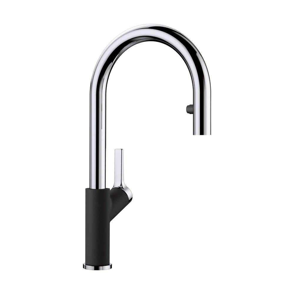 Blanco - Urbena Pull-Down Dual-Spray Kitchen Faucet - Chrome/Coal Black - Chrome With Coal Black