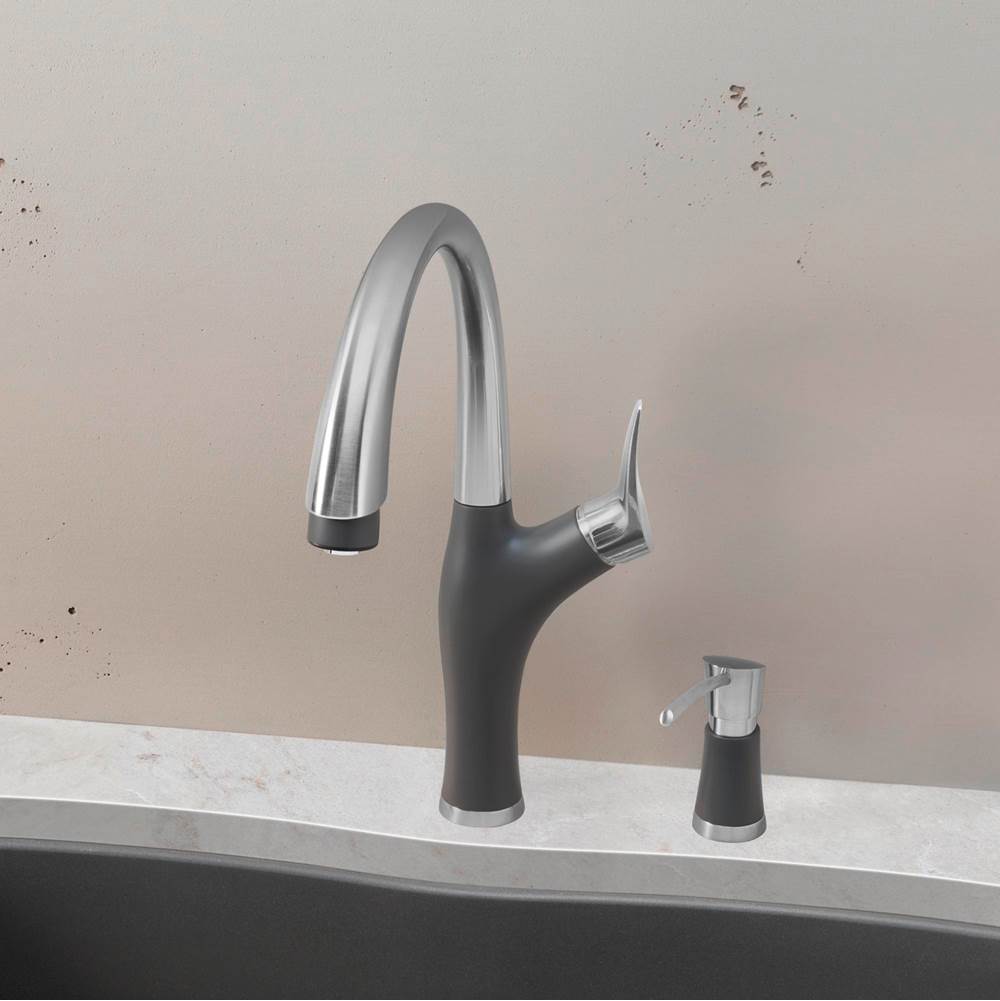 Artona Pull-Down Dual-Spray Kitchen Faucet - PVD Steel/Anthracite