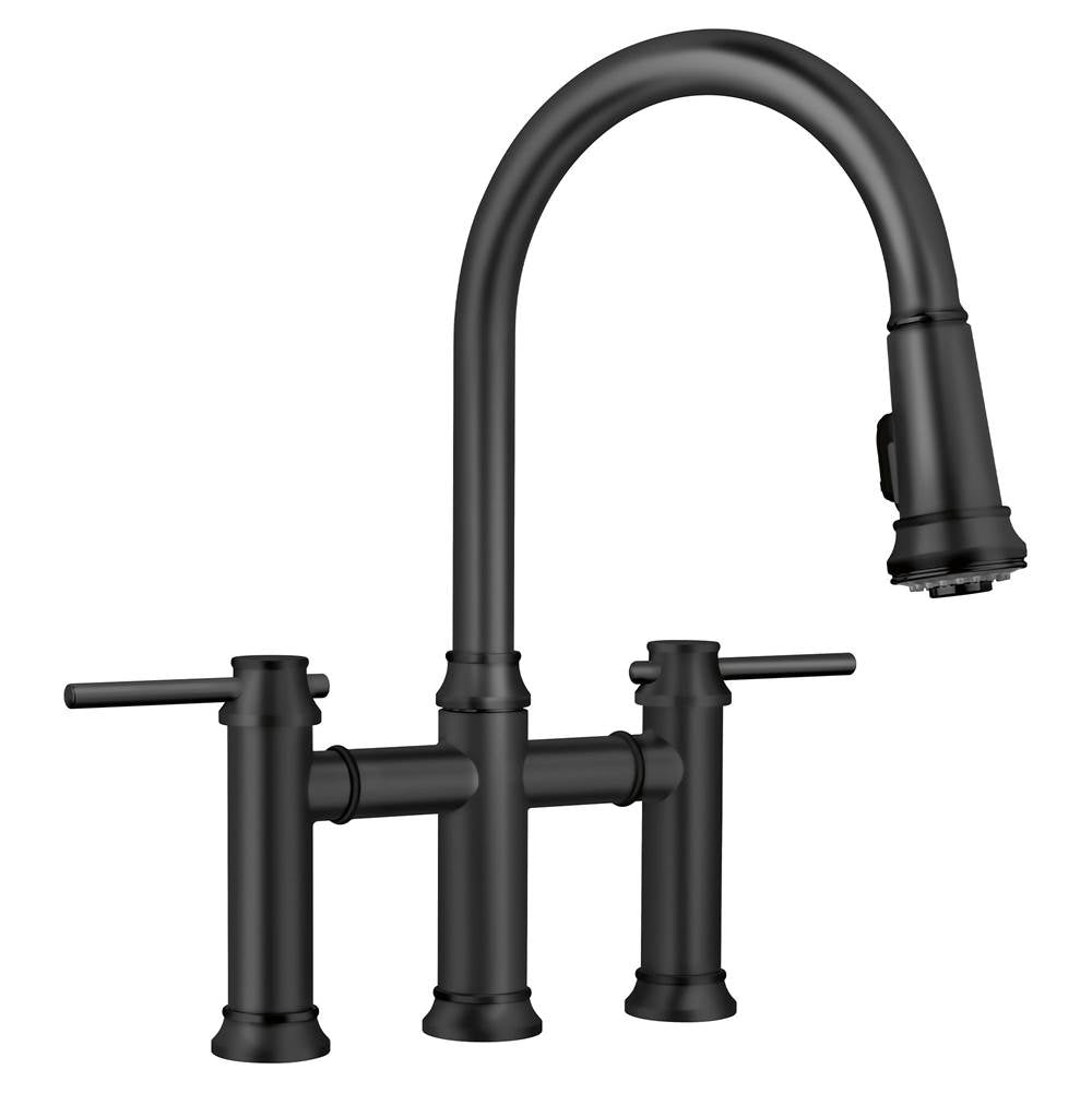 Blanco - Empressa Pull-Down Dual-Spray Bridge Faucet - Matte Black - Matte Black