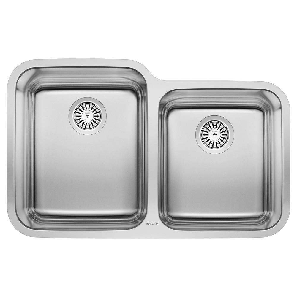 Blanco - Stellar 32'' 60/40 Double Bowl Undermount Stainless Steel Kitchen Sink - Brushed