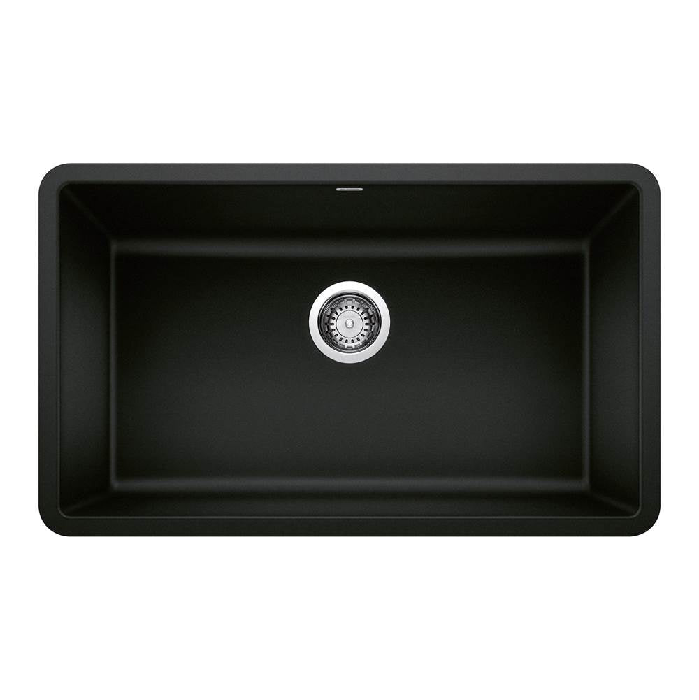 Blanco - Precis SILGRANIT 30'' Single Bowl Undermount Kitchen Sink - Coal Black - Coal Black