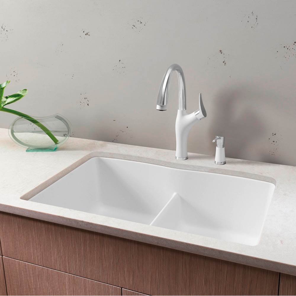 Diamond SILGRANIT 32'' 50/50 Double Bowl Undermount Kitchen Sink with Low Divide - Cinder