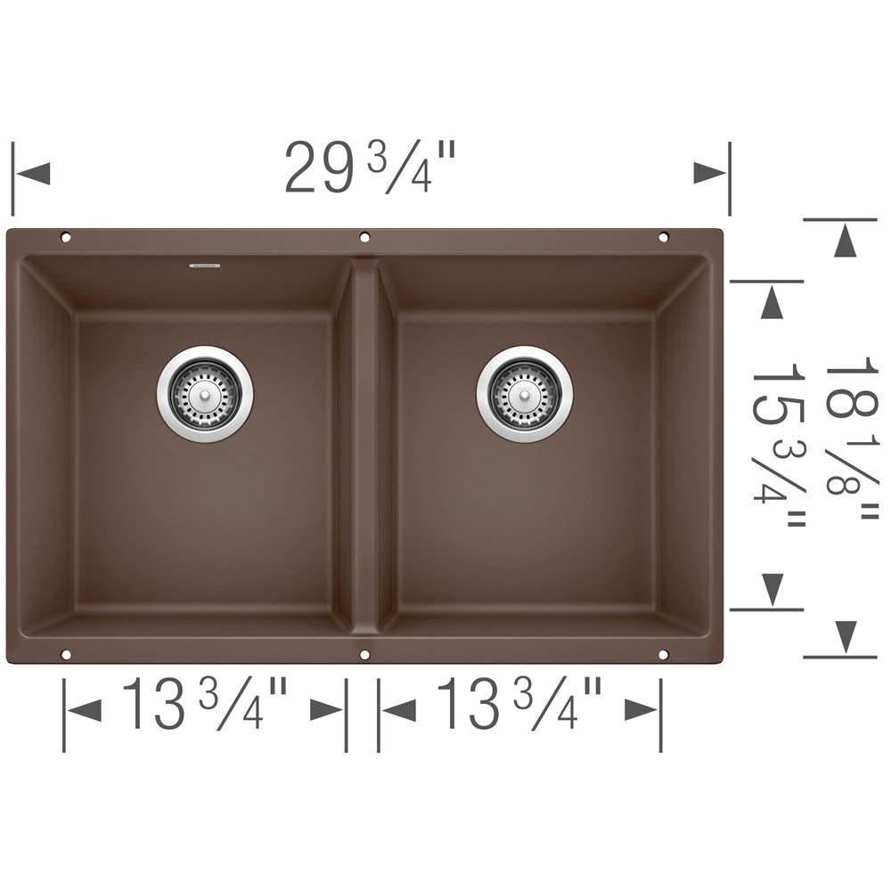 Precis SILGRANIT 29'' 50/50 Double Bowl Undermount Kitchen Sink - Coal Black