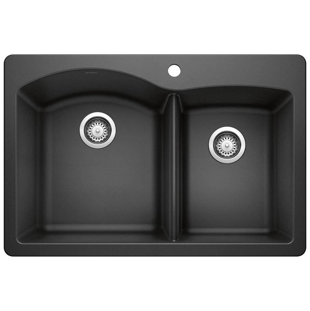 Blanco - Diamond SILGRANIT 33'' 60/40 Double Bowl Dual Mount Kitchen Sink - Anthracite - Anthracite