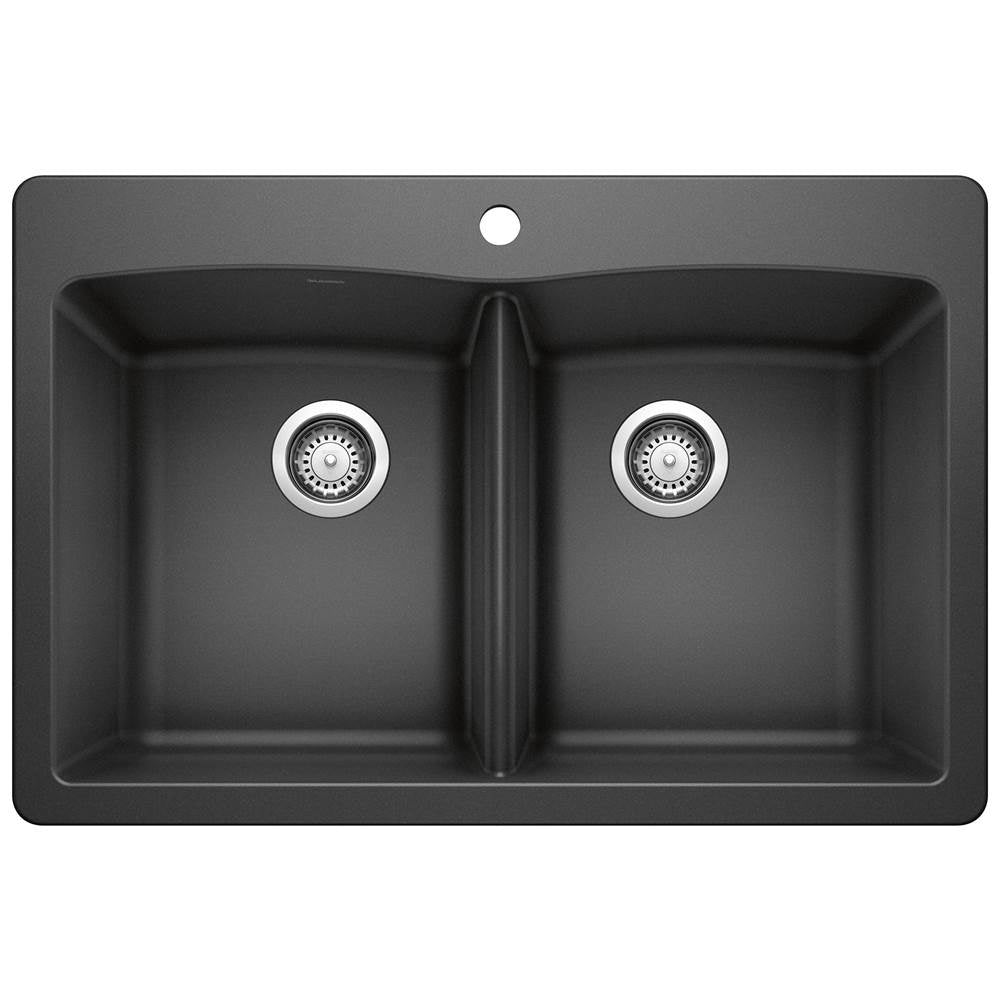 Blanco - Diamond SILGRANIT 33'' 50/50 Double Bowl Dual Mount Kitchen Sink - Anthracite - Anthracite