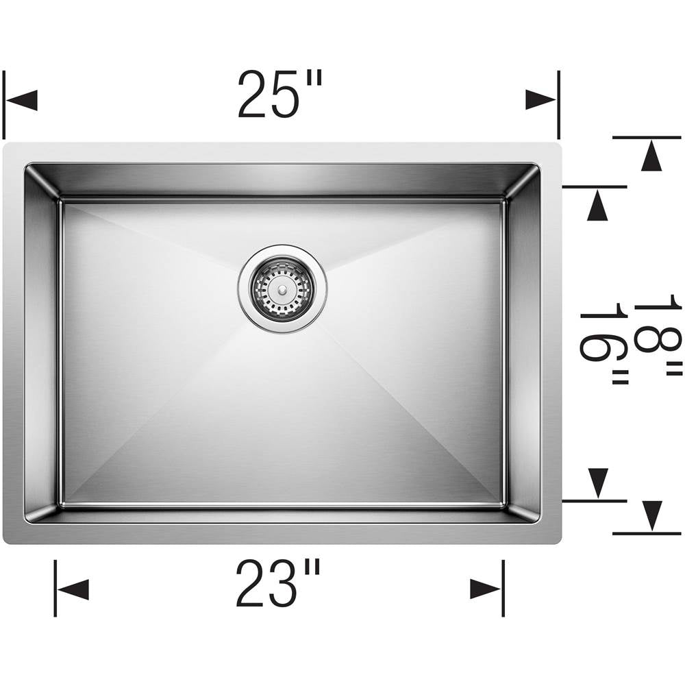 Precision R10 25'' Single Bowl Undermount Stainless Steel Kitchen Sink