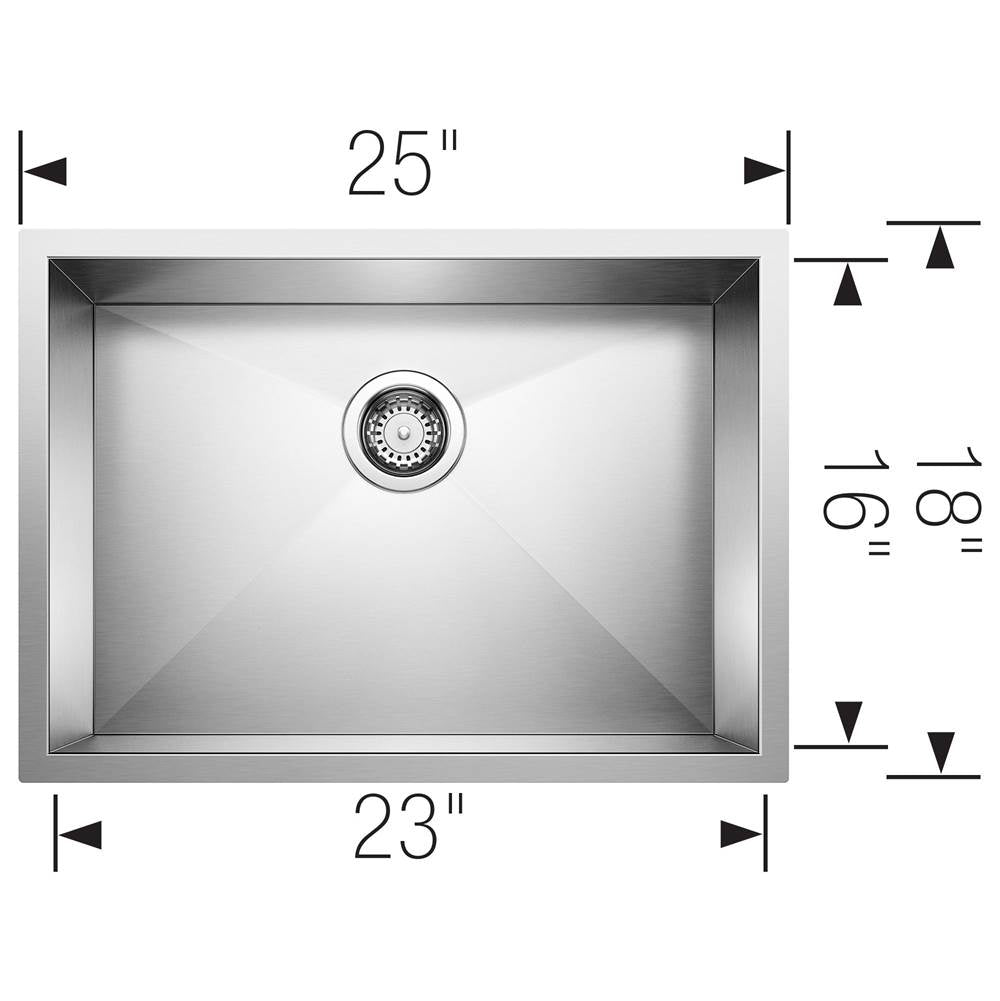 Precision R0 25'' Single Bowl Undermount Stainless Steel Kitchen Sink
