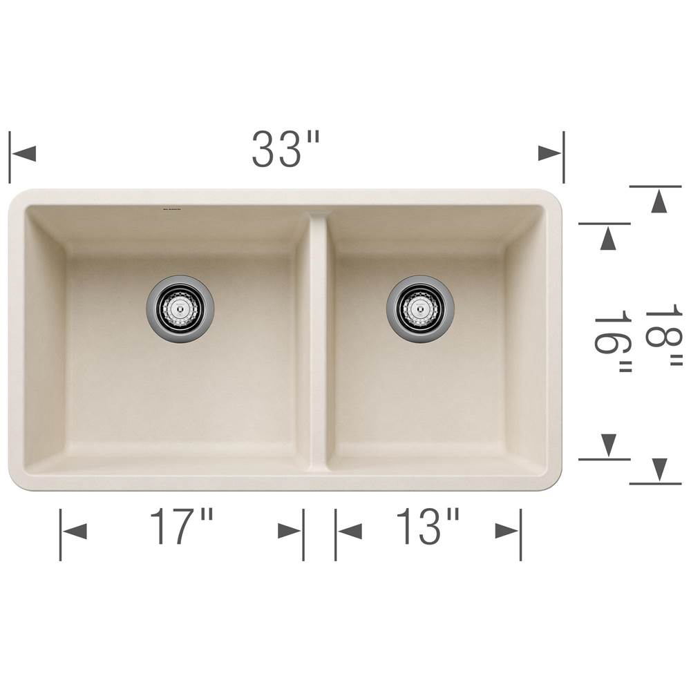 Precis SILGRANIT 33'' 60/40 Double Bowl Undermount Kitchen Sink - Soft White