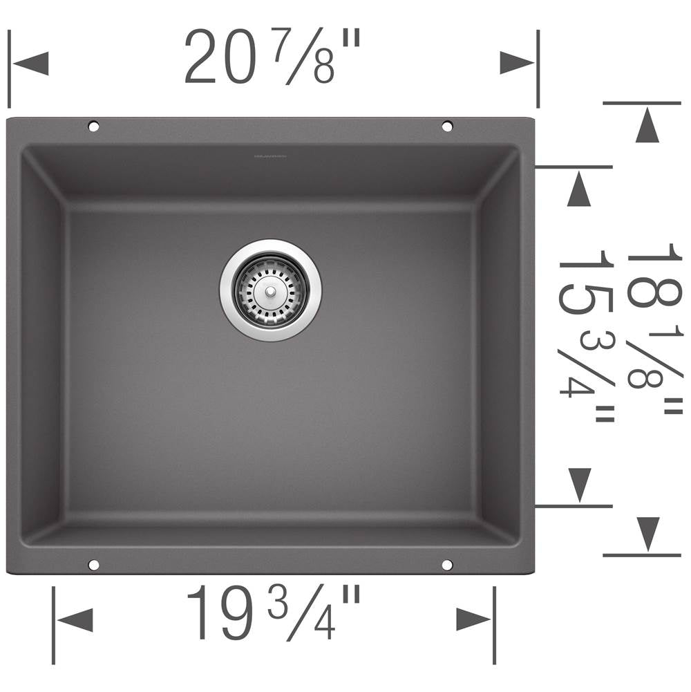 Precis SILGRANIT 21'' Single Bowl Undermount Kitchen Sink - Coal Black