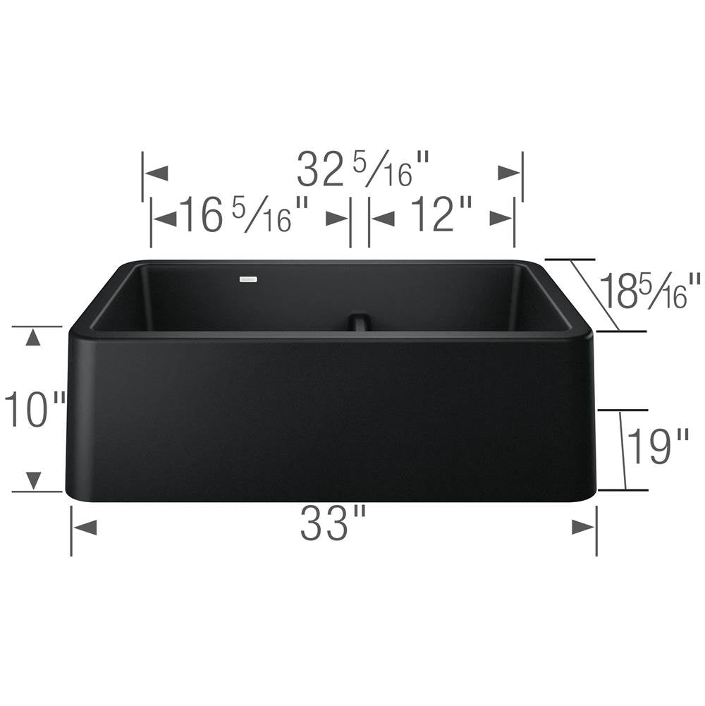 Ikon SILGRANIT 33'' Double Bowl Apron-Front Farmhouse Sink with Low Divide - Anthracite