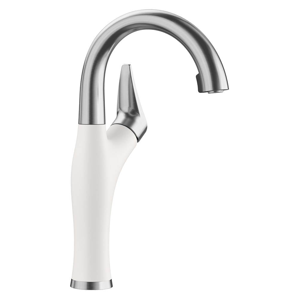 Blanco - Artona Pull-Down Dual-Spray Bar Faucet - PVD Steel/White - Pvd Steel With White