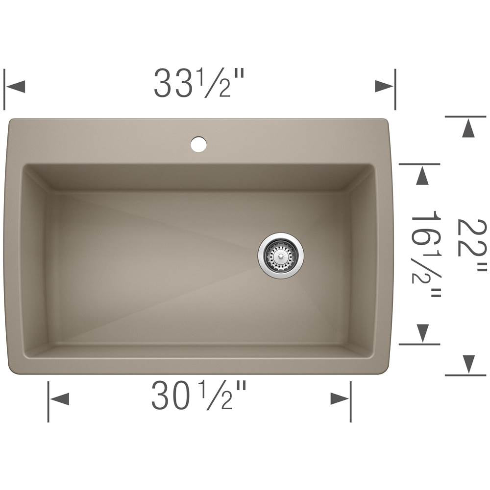 Diamond SILGRANIT 33.5'' Super Single Dual Mount Kitchen Sink - Cafe