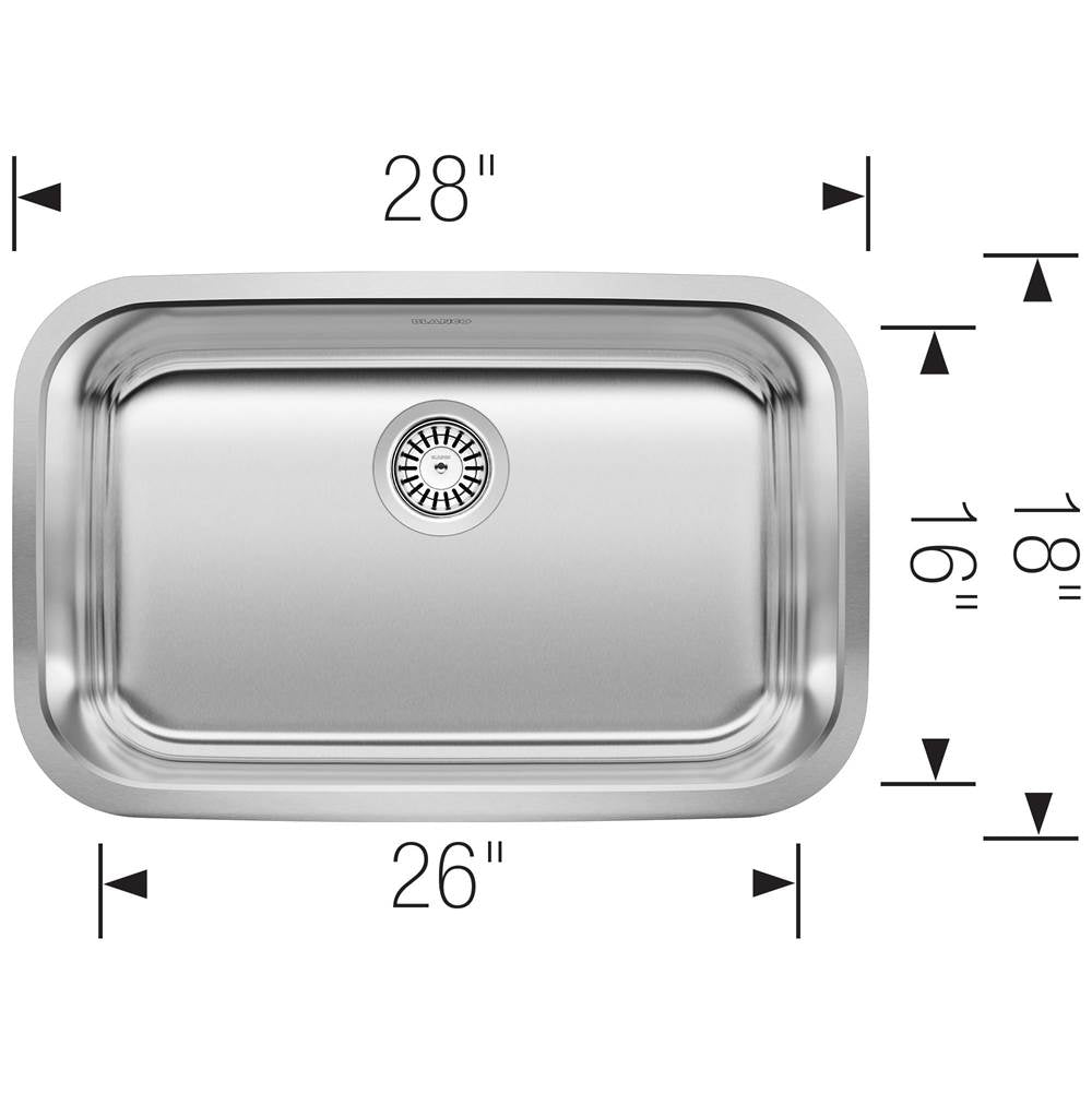 Stellar 28'' Single Bowl Undermount Stainless Steel ADA Kitchen Sink