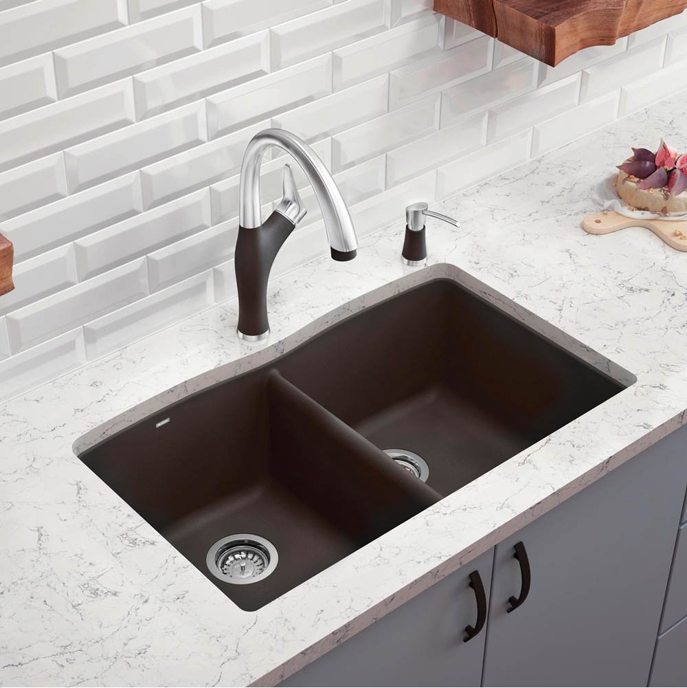 Diamond SILGRANIT 33'' 50/50 Double Bowl Dual Mount Kitchen Sink - Cafe
