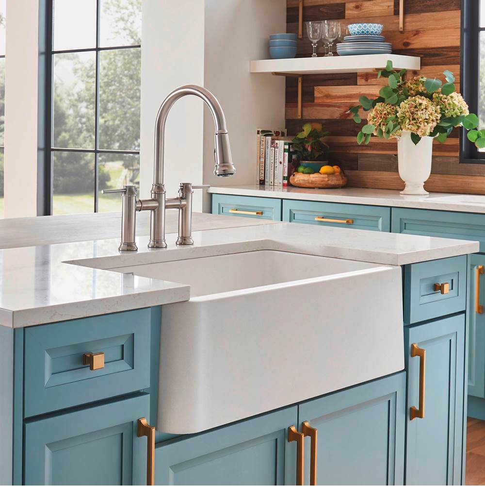 Ikon SILGRANIT 33'' Double Bowl Apron-Front Farmhouse Sink with Low Divide - Anthracite