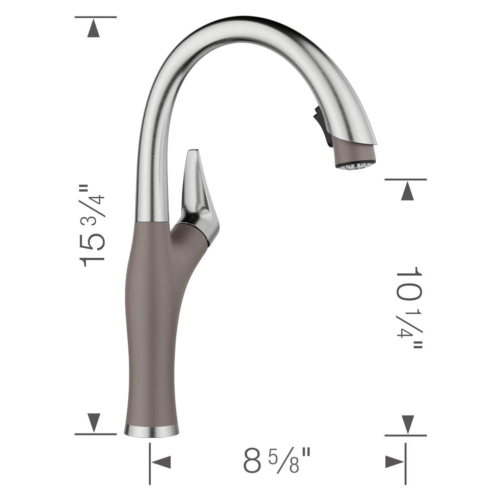 Artona Pull-Down Dual-Spray Kitchen Faucet - PVD Steel/Volcano Gray