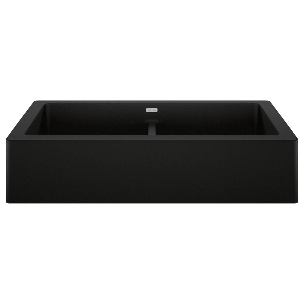 Blanco - Vintera SILGRANIT 33'' Double Bowl Apron-Front Farmhouse Sink - Coal Black - Coal Black