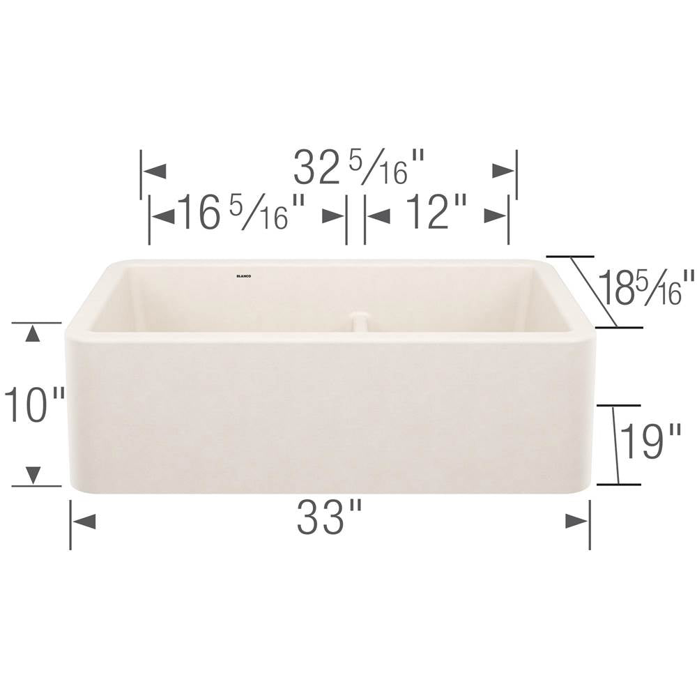 Ikon SILGRANIT 33'' Double Bowl Apron-Front Farmhouse Sink with Low Divide - Soft White