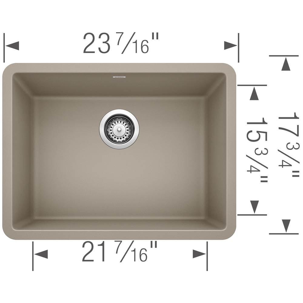 Precis SILGRANIT 24'' Single Bowl Undermount Kitchen Sink - Coal Black