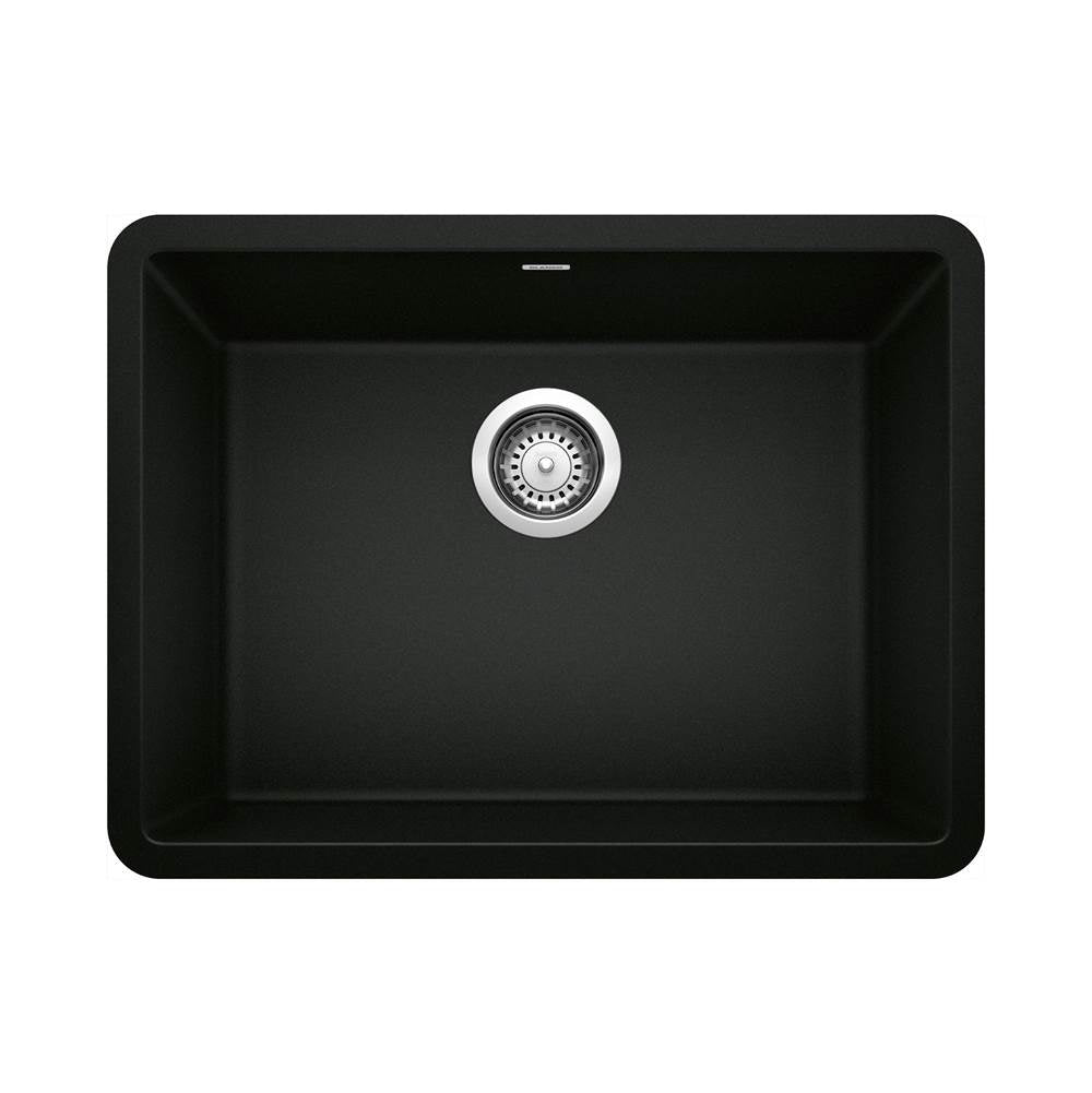 Blanco - Precis SILGRANIT 24'' Single Bowl Undermount Kitchen Sink - Coal Black - Coal Black