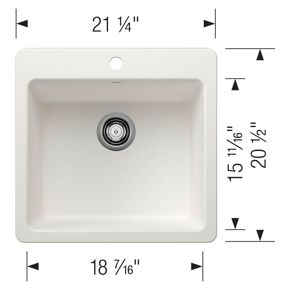 Liven SILGRANIT 21'' Single Bowl Dual Mount Kitchen Sink - Coal Black