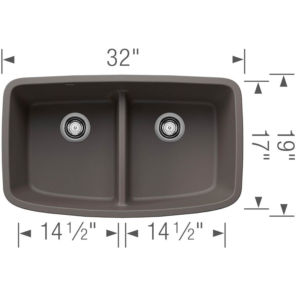 Valea SILGRANIT 32'' 50/50 Double Bowl Undermount Kitchen Sink with Low Divide - Soft White