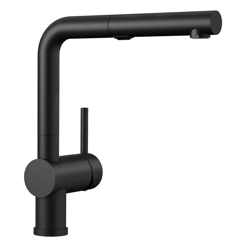 Blanco - Linus Low Arc Pull-Out Dual-Spray Kitchen Faucet - Coal Black - Coal Black