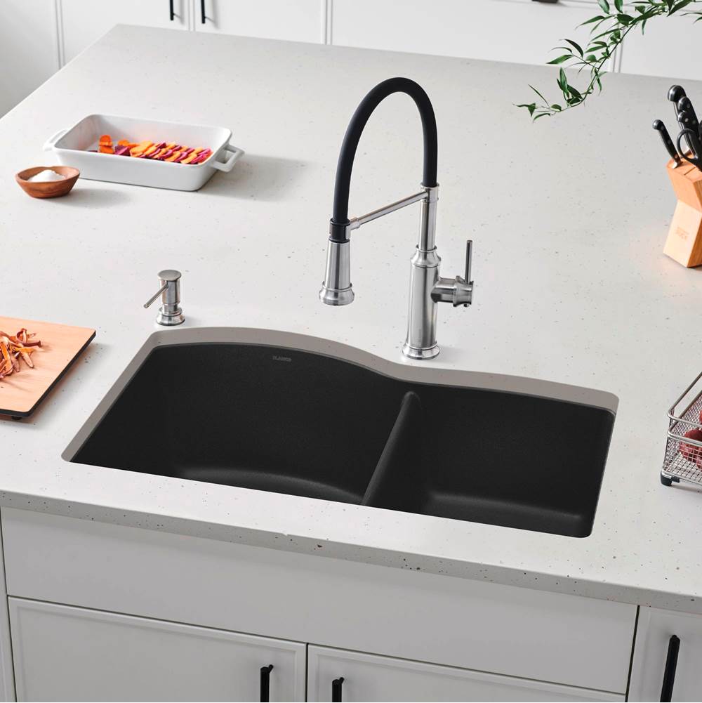 Diamond SILGRANIT 33'' 60/40 Double Bowl Dual Mount Kitchen Sink - Cafe
