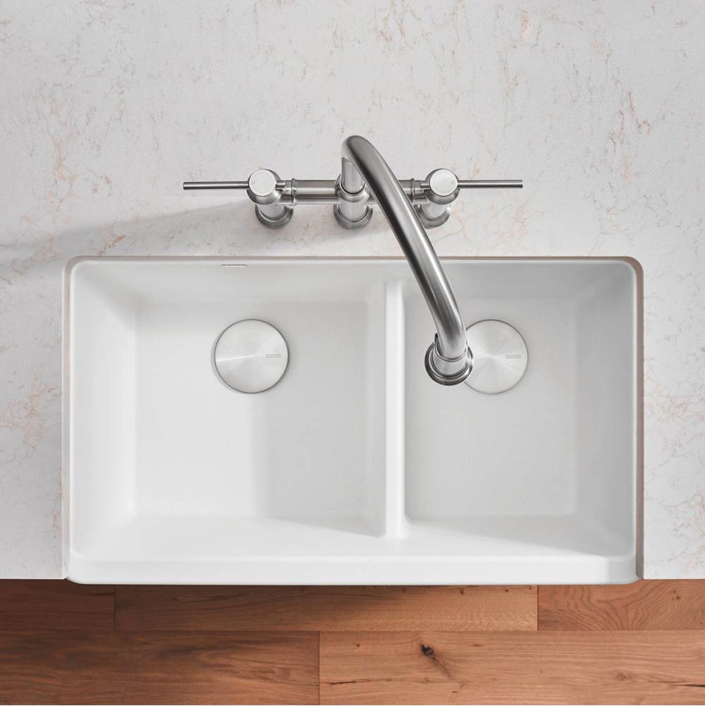 Ikon SILGRANIT 33'' Double Bowl Apron-Front Farmhouse Sink with Low Divide - Anthracite
