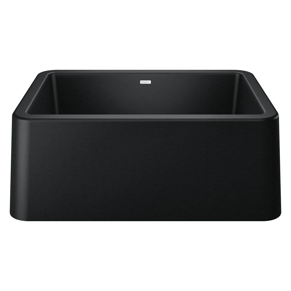 Blanco - Ikon SILGRANIT 27'' Single Bowl Apron-Front Farmhouse Sink - Coal Black - Coal Black