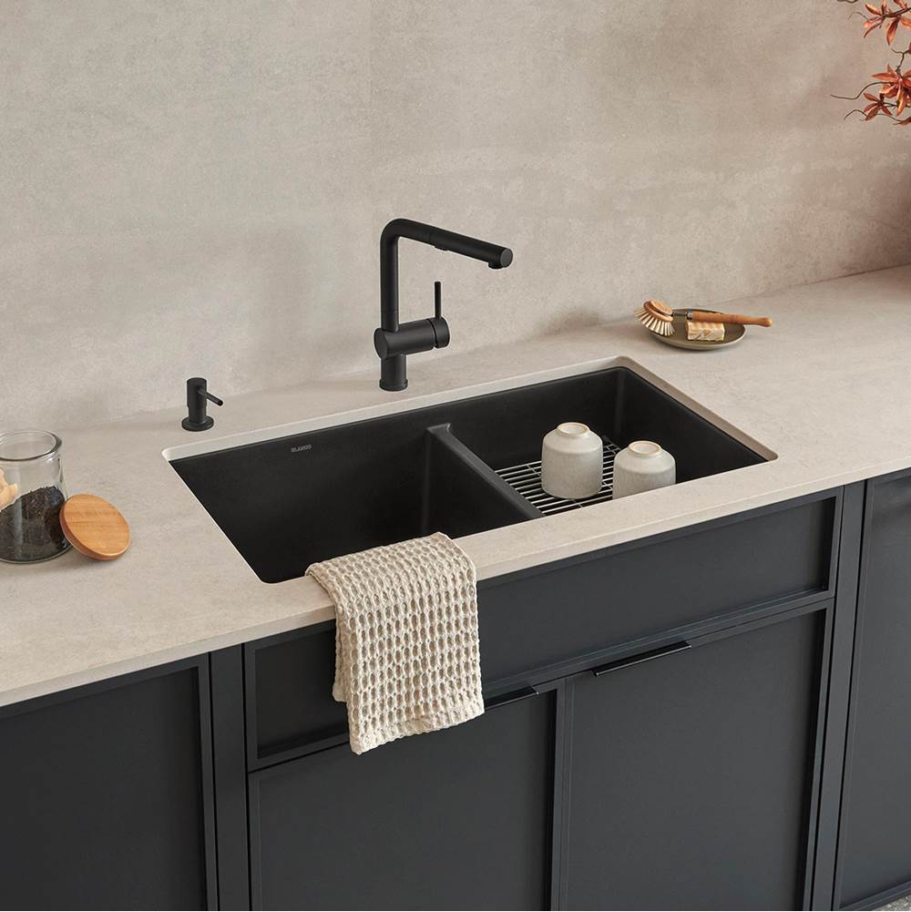 Precis SILGRANIT 33'' 60/40 Double Bowl Undermount Kitchen Sink - White