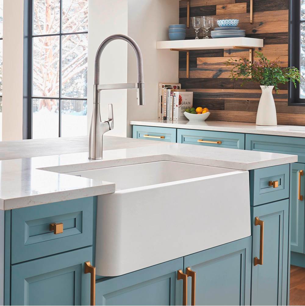 Ikon SILGRANIT 33'' Double Bowl Apron-Front Farmhouse Sink with Low Divide - Anthracite