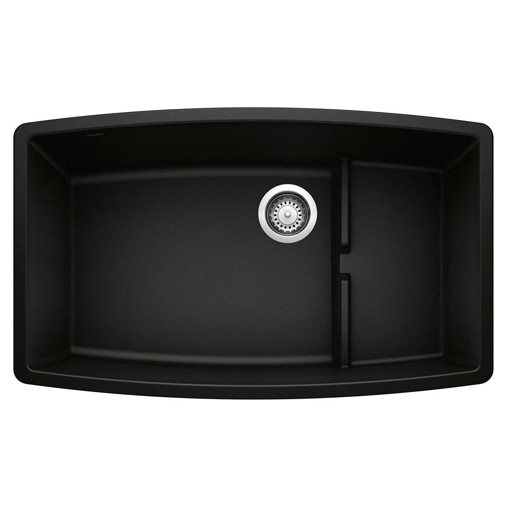 Blanco - Performa Cascade SILGRANIT 32'' Single Bowl Undermount Kitchen Sink with Colander - Coal Black - Coal Black