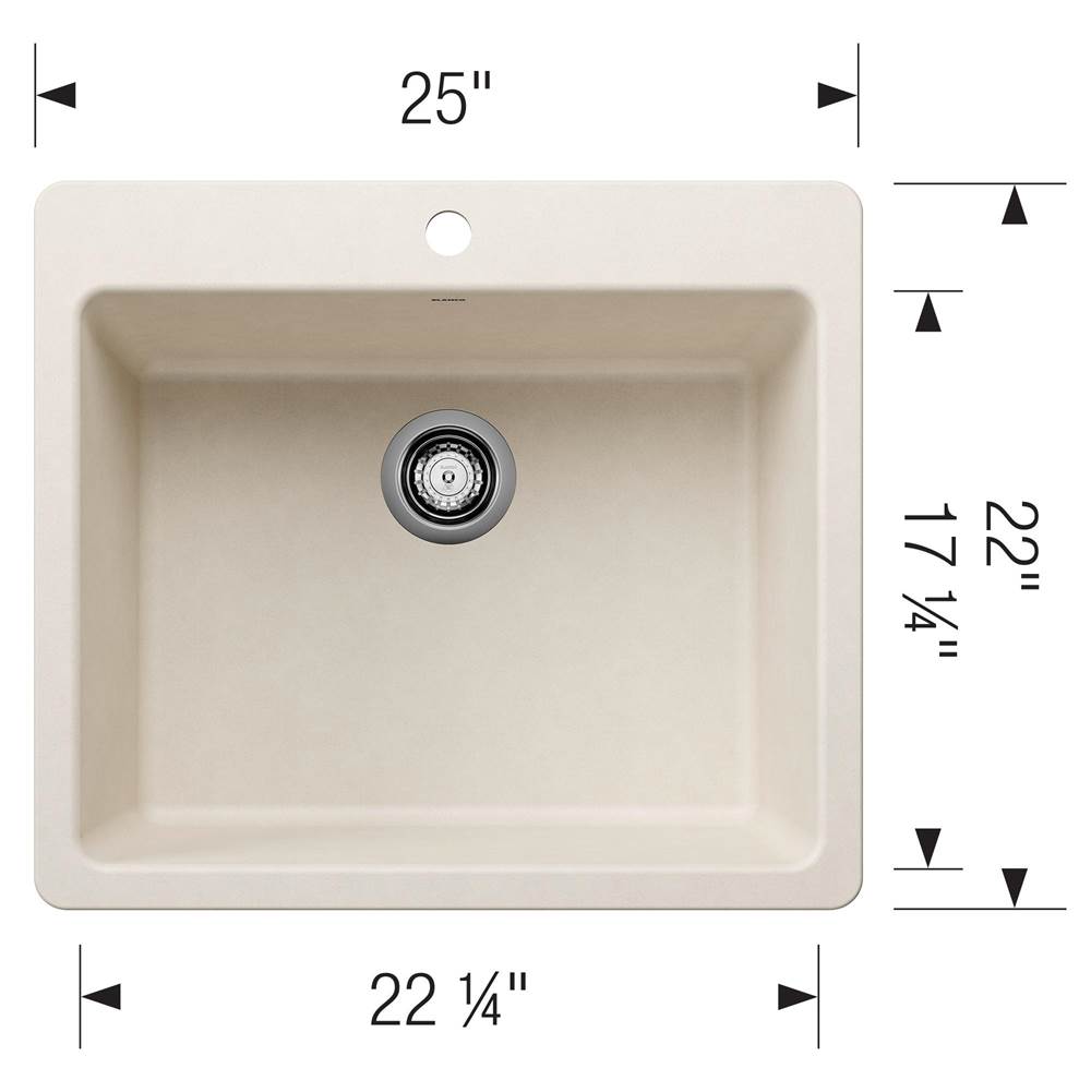 Liven SILGRANIT 25'' Single Bowl Dual Mount Kitchen Sink - Coal Black