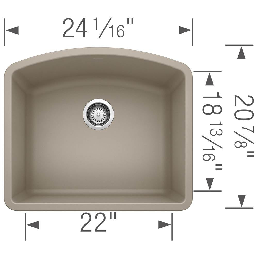 Diamond SILGRANIT 24'' Single Bowl Undermount Kitchen Sink - Cafe