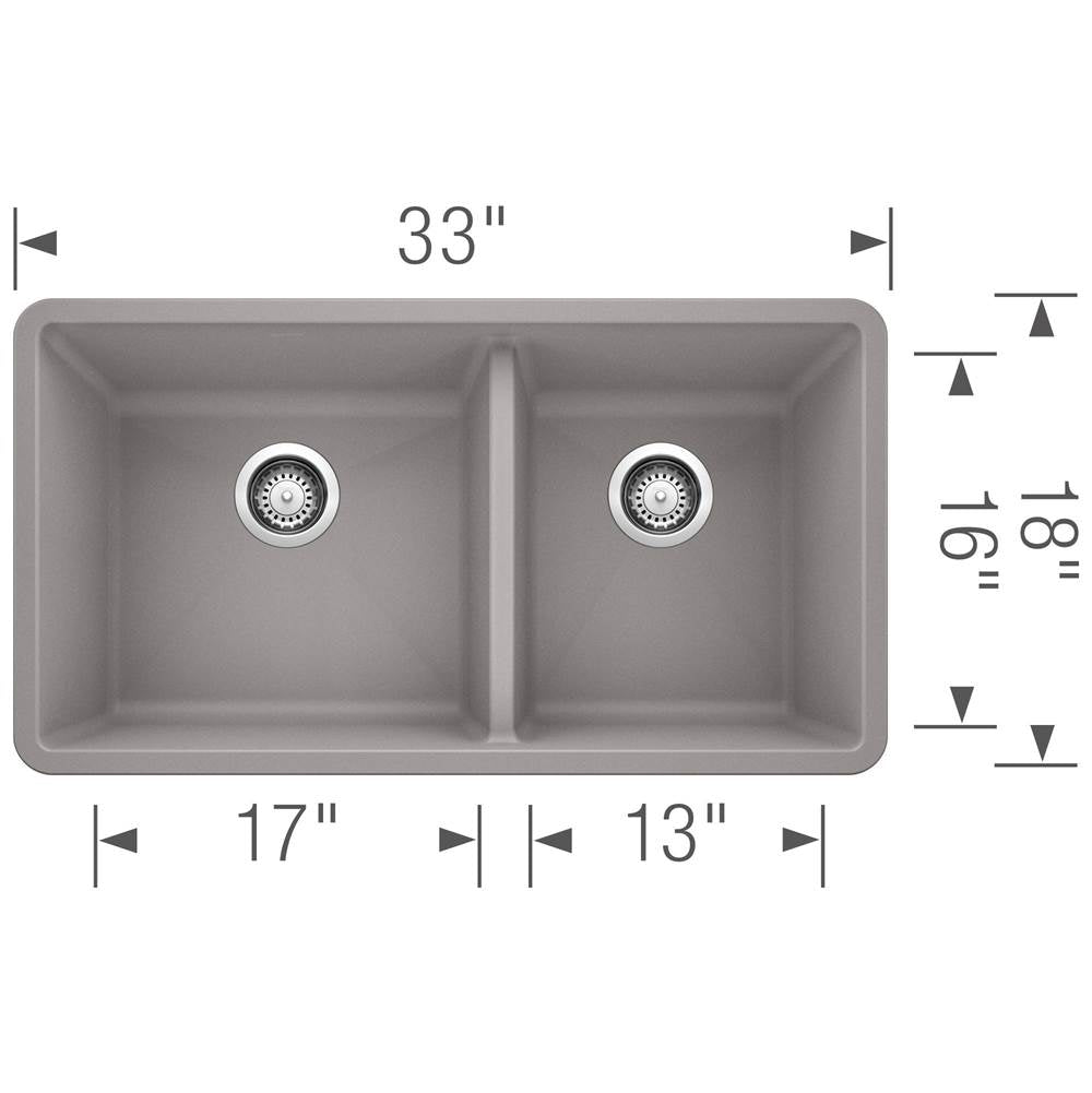 Precis SILGRANIT 33'' 60/40 Double Bowl Undermount Kitchen Sink - White