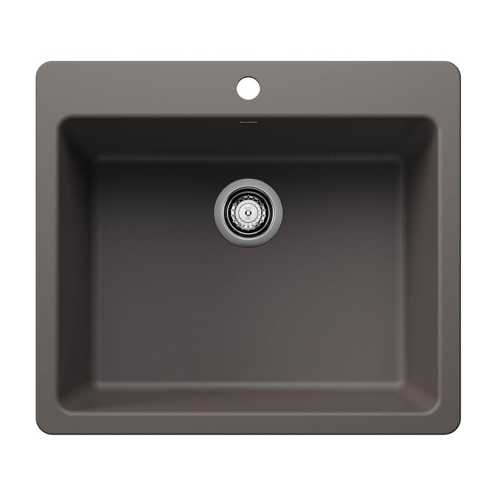 Blanco - Liven SILGRANIT 25'' Single Bowl Dual Mount Kitchen Sink - Volcano Gray - Volcano Gray