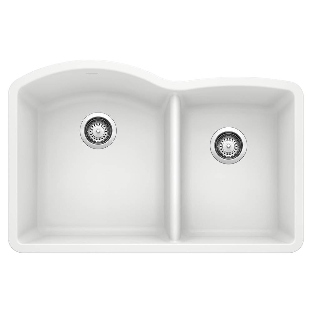 Blanco - Diamond SILGRANIT 32'' 60/40 Double Bowl Undermount Kitchen Sink - White - White