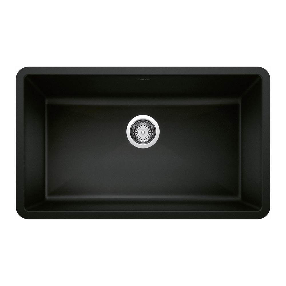 Blanco - Precis SILGRANIT 32'' Super Single Undermount Kitchen Sink - Coal Black - Coal Black