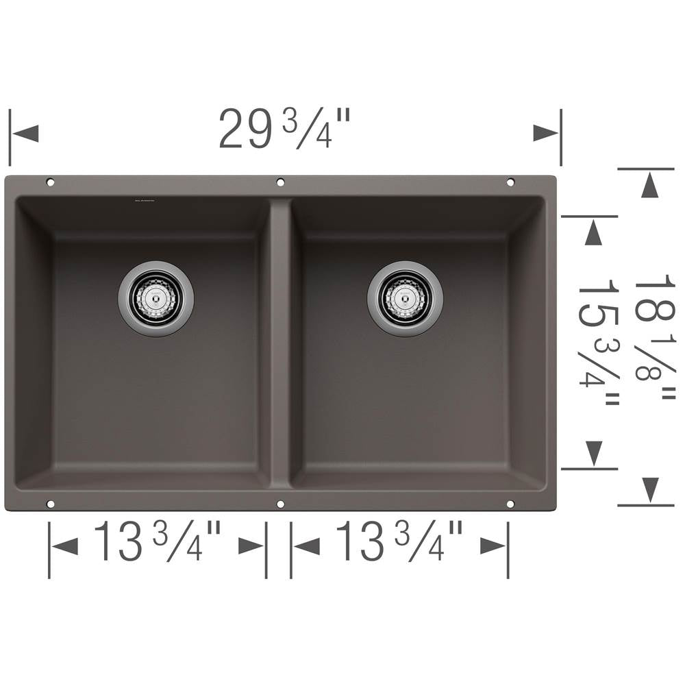 Precis SILGRANIT 29'' 50/50 Double Bowl Undermount Kitchen Sink - Soft White