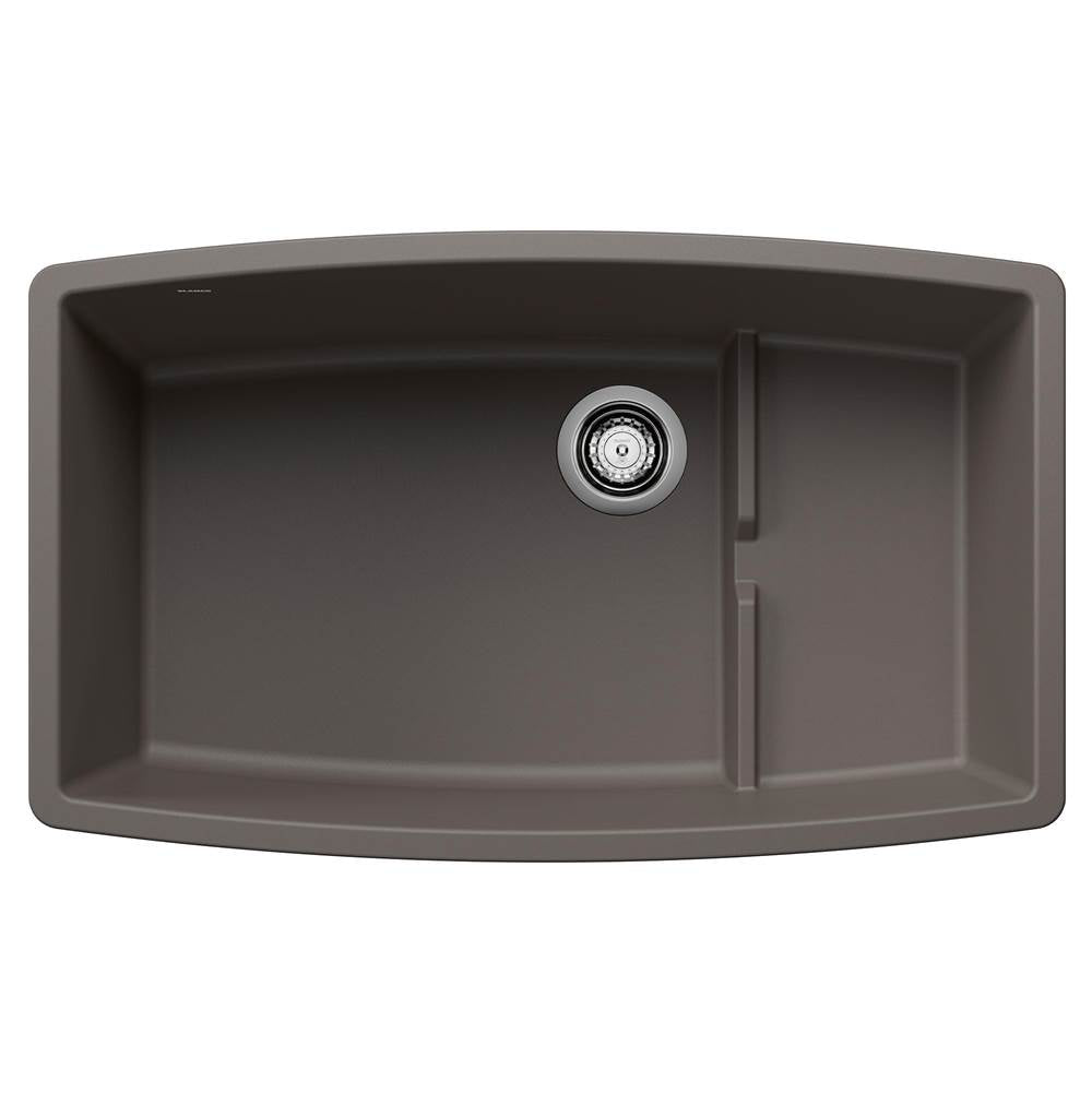 Blanco - Performa Cascade SILGRANIT 32'' Single Bowl Undermount Kitchen Sink with Colander - Volcano Gray - Volcano Gray